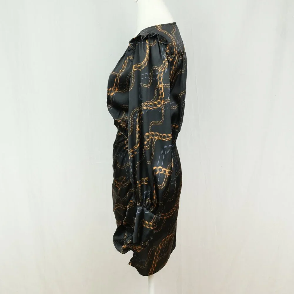 L'Academie Joyce Mini Dress Chain Print Black Size XS  Fashionable Party Look - Picture 7 of 12